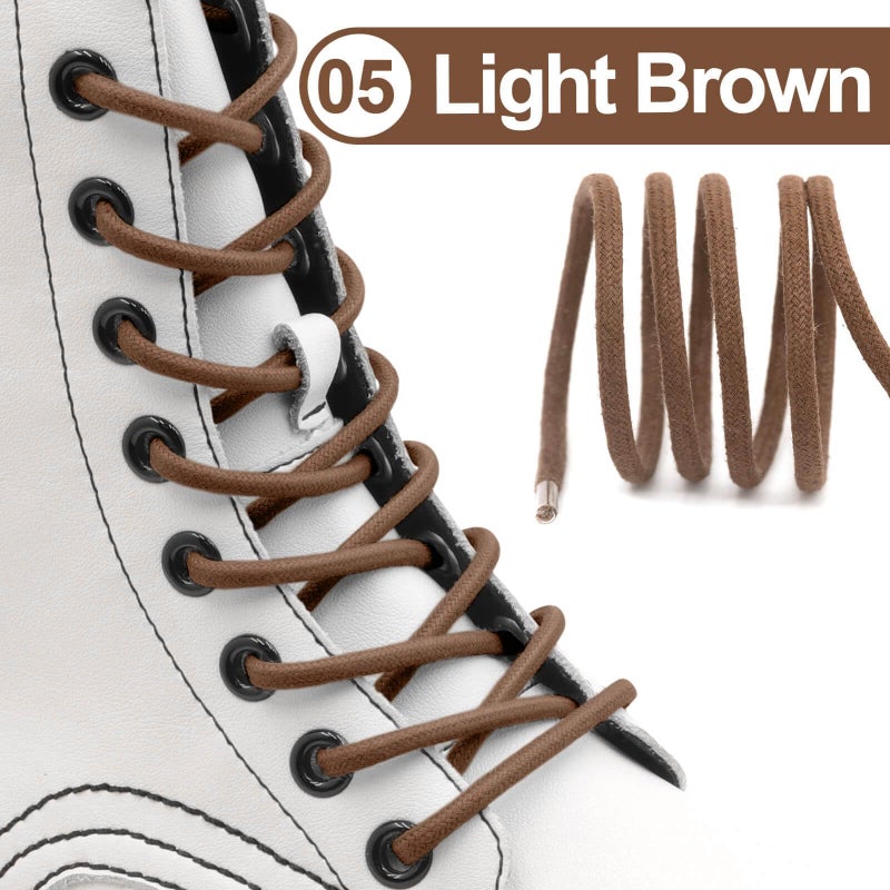 YFINE Waxed Round Shoe Laces: 2 Pairs 55 Inch Light Brown Wax Oxford Shoelaces for Dress Shoes Boots - Image 3